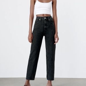 ZARA | MOM FIT | HIGH RISE | BLACK WASHED | RIGID RELAX FIT JEANS